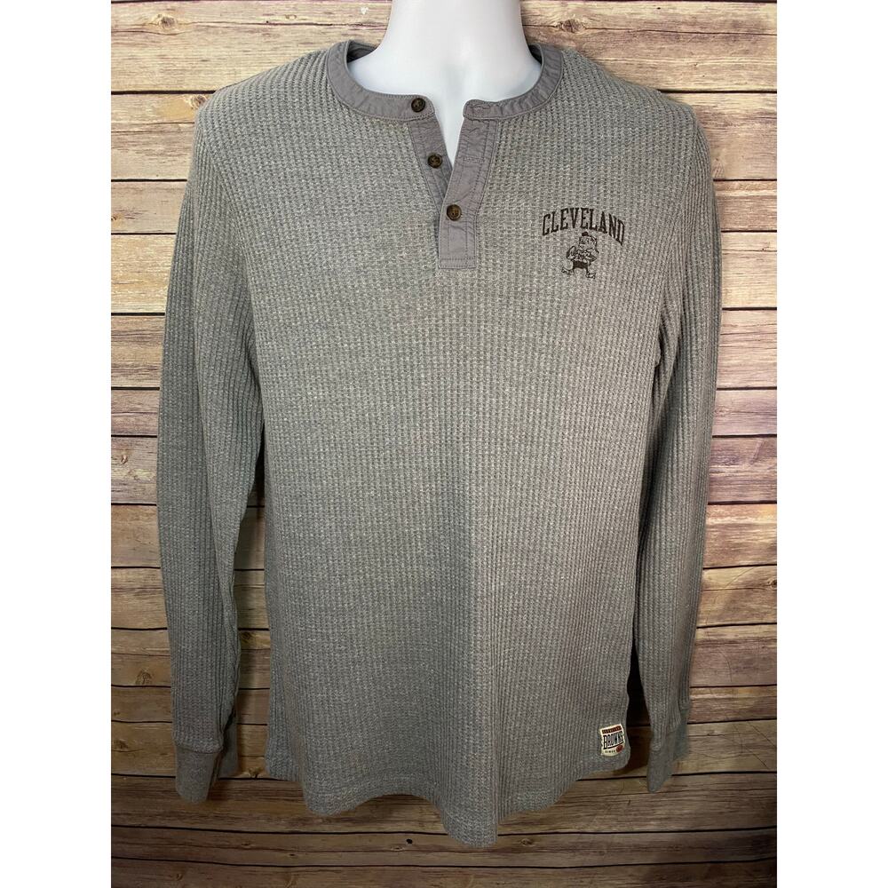 Junk Food Clothing Cleveland Browns Long Sleeve Waffle Knit Shirt Men’s Large